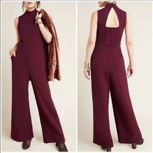 Anthropologie Charley Mock Neck Jumpsuit (Plum) Size L, NWT